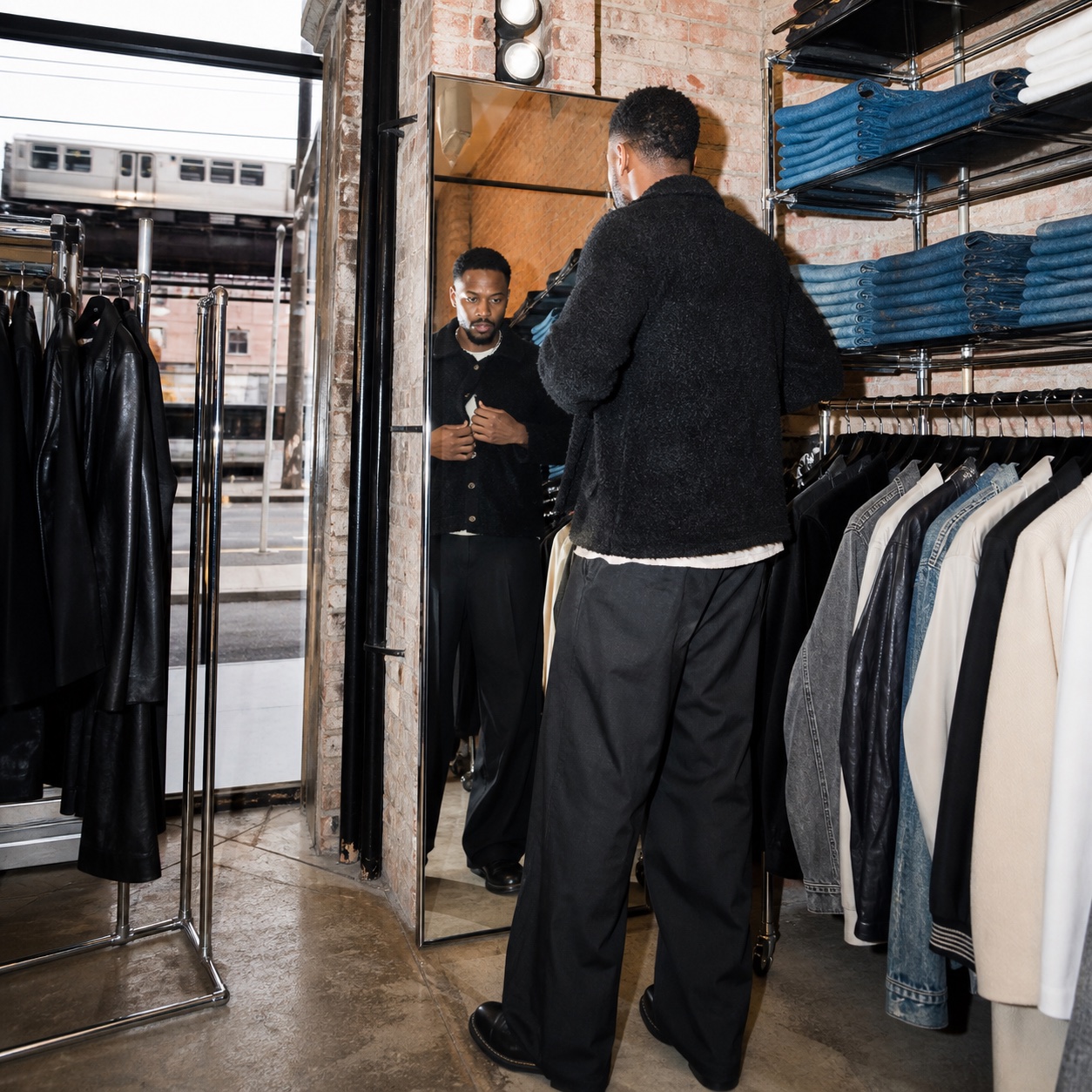 Black Chicago stylist inside a vintage fashion archive